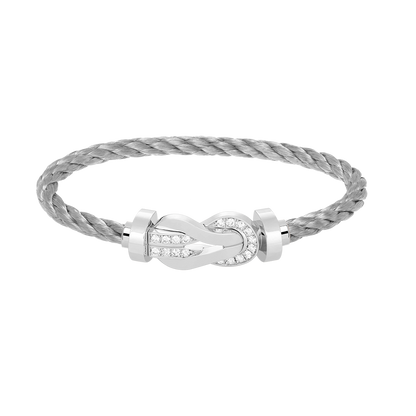 [Lunabriance]CHANCE LARGE 8 FIGURE BUCKLE HALF DIAMOND BRACELET SILVER