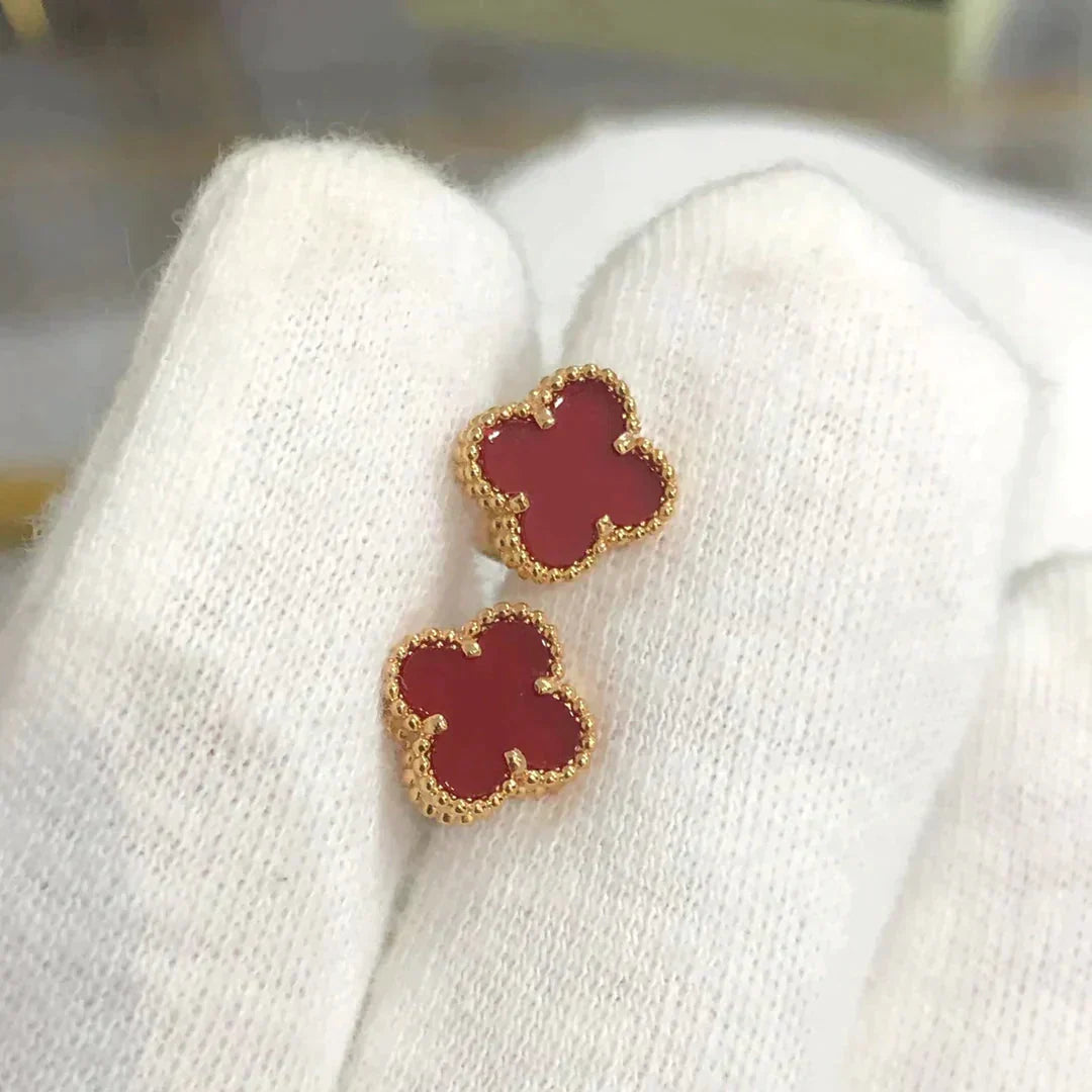 [Lunabriance]CLOVER MINI 9.5MM CARNELIAN EARRINGS