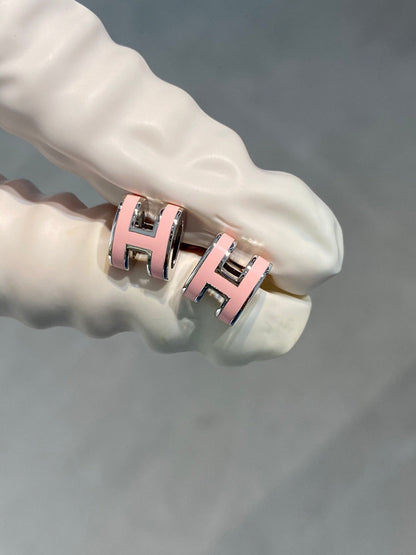 [Lunabriance]MINI POP H SILVER EARRINGS PINK