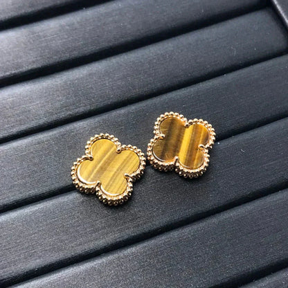 [Lunabriance]CLOVER MEDIUM 1 MOTIFS TIGER EYE EARRINGS