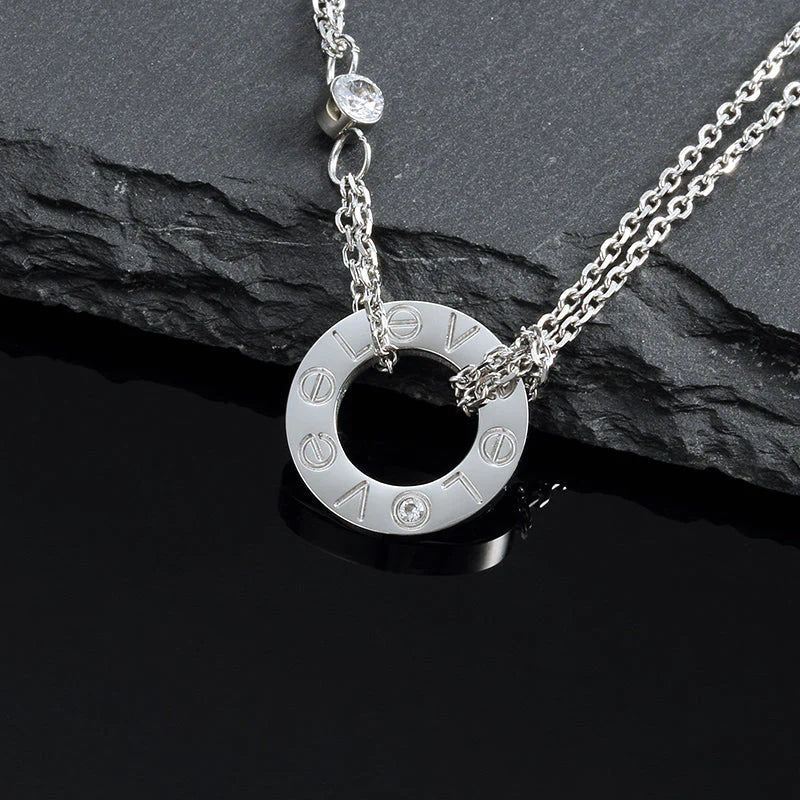 [Lunabriance]LOVE NECKLACE 16MM 2 DIAMONDS