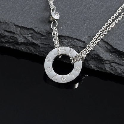 [Lunabriance]LOVE NECKLACE 16MM 2 DIAMONDS