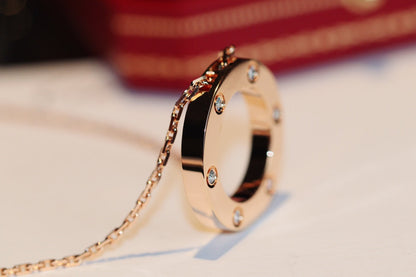 [Lunabriance]LOVE NECKLACE 16MM 6 DIAMONDS PINK GOLD