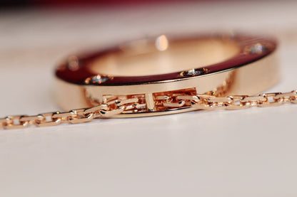 [Lunabriance]LOVE NECKLACE 16MM 6 DIAMONDS PINK GOLD