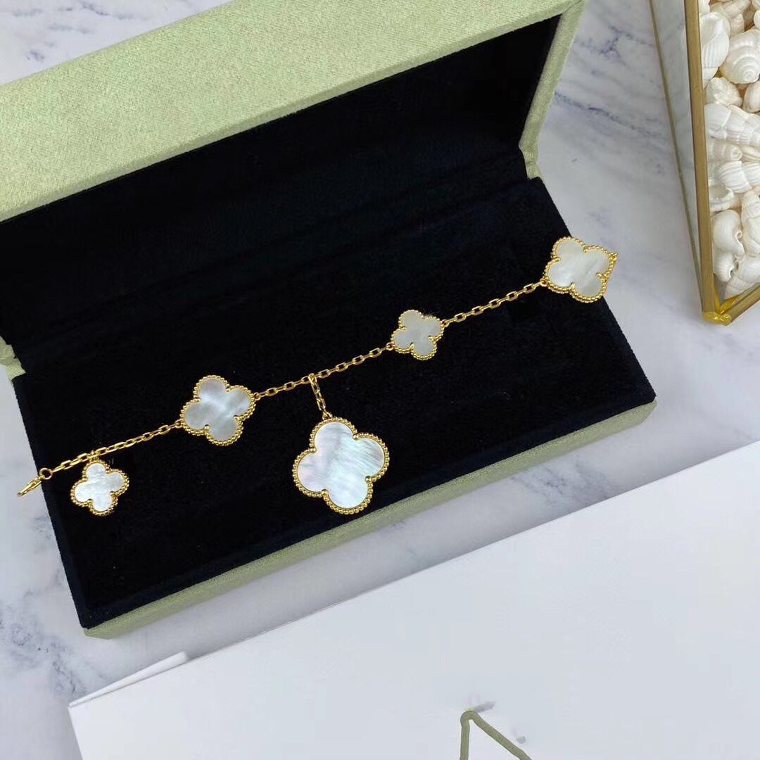 [Lunabriance]MAGIC CLOVER MOP GOLD BRACELET 5 MOTIFS