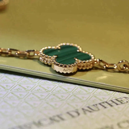 [Lunabriance]CLOVER 5 MOTIFS MALACHITE BRACELET