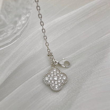 [Lunabriance]CLOVER 5 MOTIFS SILVER DIAMONDS NECKLACE