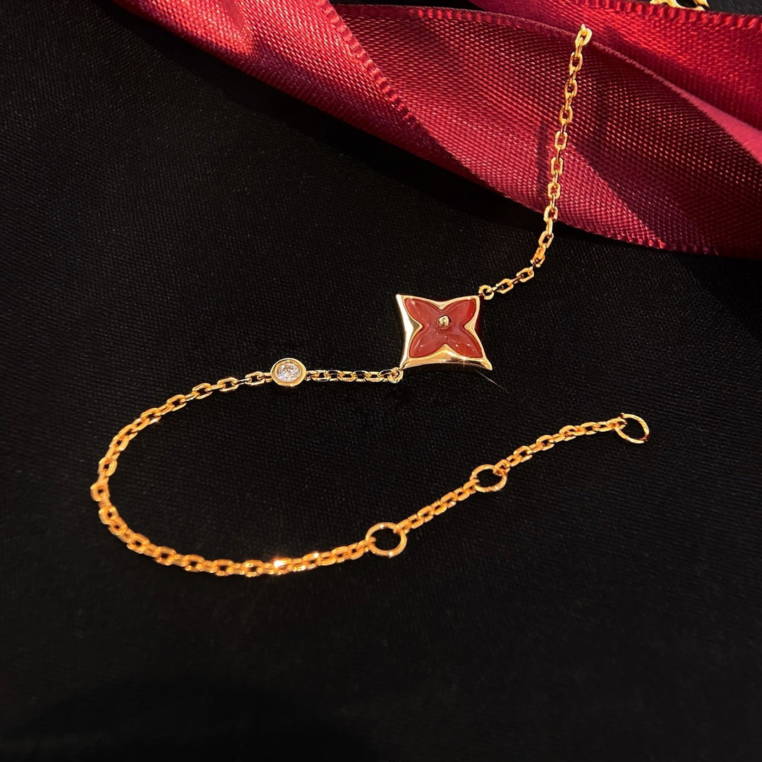 [Lunabriance]COLOR STAR CARNELIAN PINK GOLD DIAMOND BRACELET