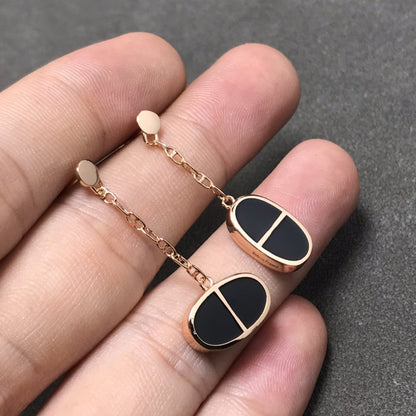 [Lunabriance]CHAINE VERSO BLACK CERAMIC SILVER EARRINGS