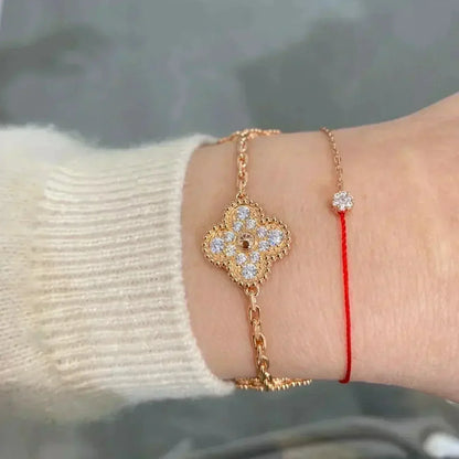 [Lunabriance]CLOVER 5 MOTIFS  FULL DIAMOND BRACELET