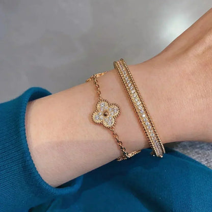 [Lunabriance]CLOVER 5 MOTIFS  FULL DIAMOND BRACELET