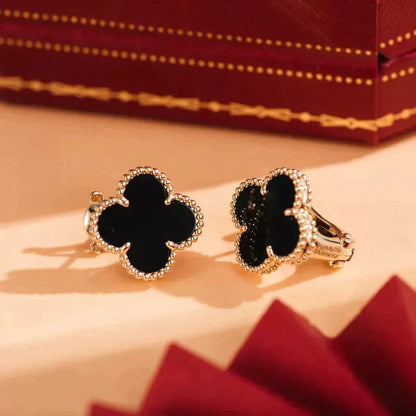 [Lunabriance]CLOVER MEDIUM 1 MOTIFS  ONYX STUD EARRINGS