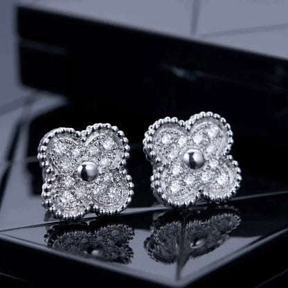 [Lunabriance]CLOVER 1 MOTIFS DIAMOND STUD EARRINGS SILVER