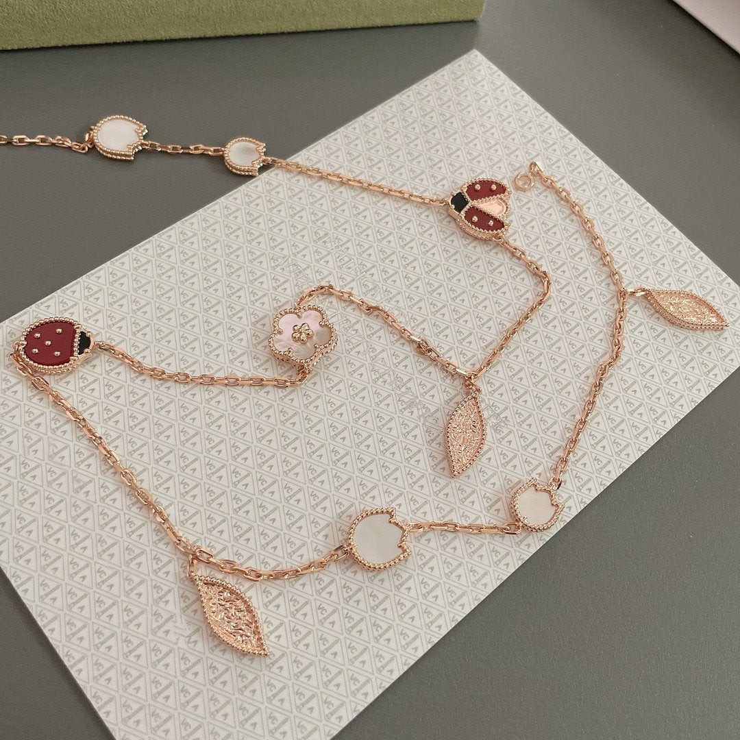 [Lunabriance]LUCKY SPRING 15 MOTIFS ROSE GOLD NECKLACE