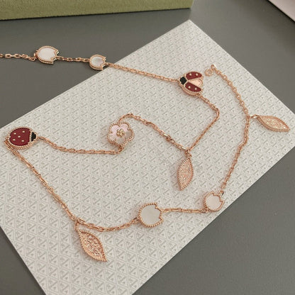 [Lunabriance]LUCKY SPRING 15 MOTIFS ROSE GOLD NECKLACE