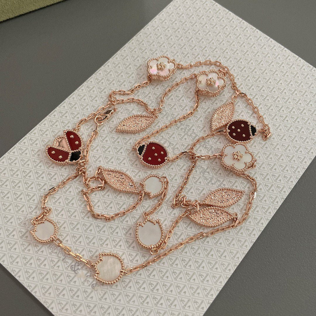[Lunabriance]LUCKY SPRING 15 MOTIFS ROSE GOLD NECKLACE