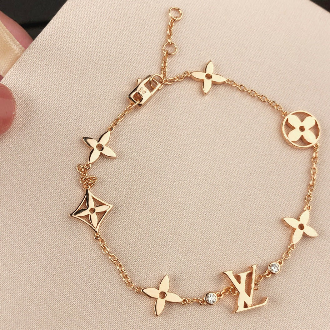 [Lunabriance]STAR AND SUN 7 MOTIFS GOLD BRACELET