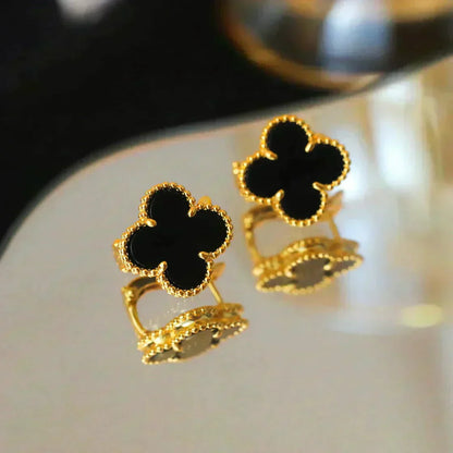 [Lunabriance]CLOVER MEDIUM 1 MOTIFS  ONYX STUD EARRINGS