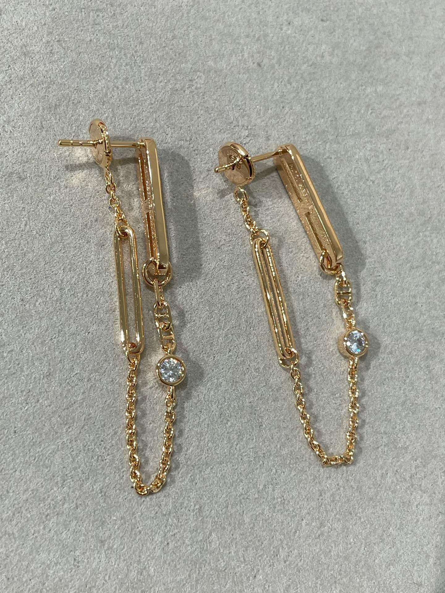 [Lunabriance]CHAINE CHAOS DIAMOND DROP EARRINGS