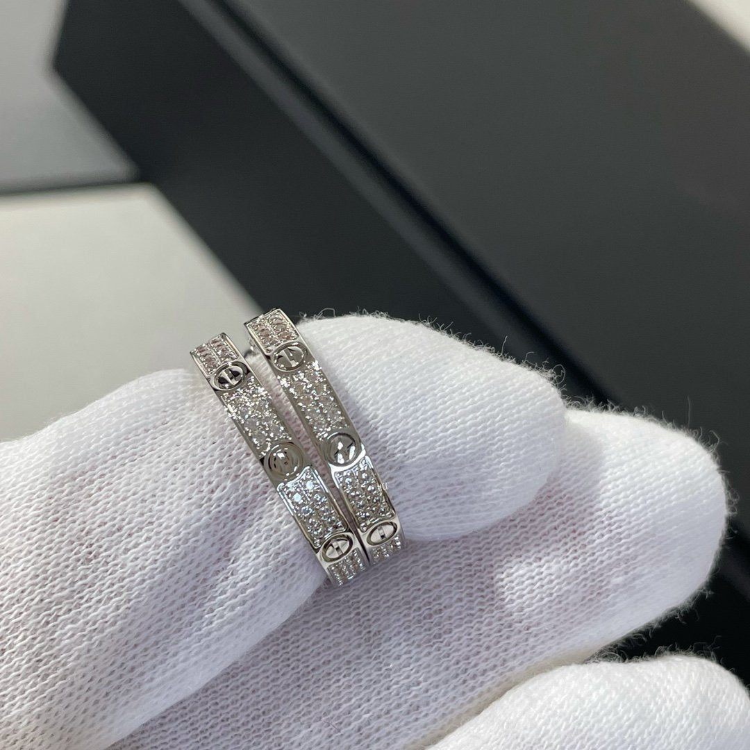[Lunabriance]LOVE DIAMOND SILVER HOOP EARRINGS