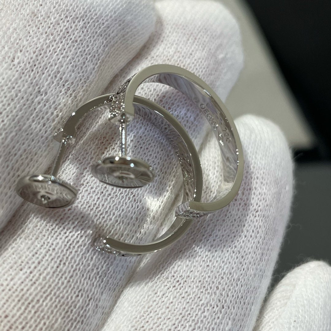 [Lunabriance]LOVE DIAMOND SILVER HOOP EARRINGS