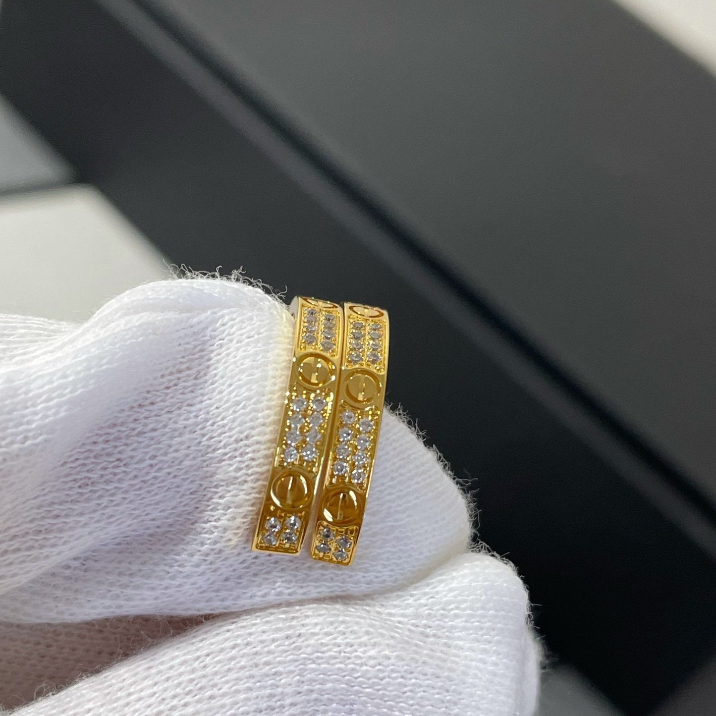 [Lunabriance]LOVE DIAMOND GOLD HOOP EARRINGS