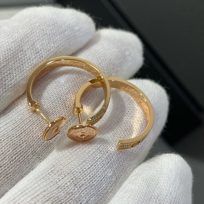 [Lunabriance]LOVE DIAMOND PINK GOLD HOOP EARRINGS