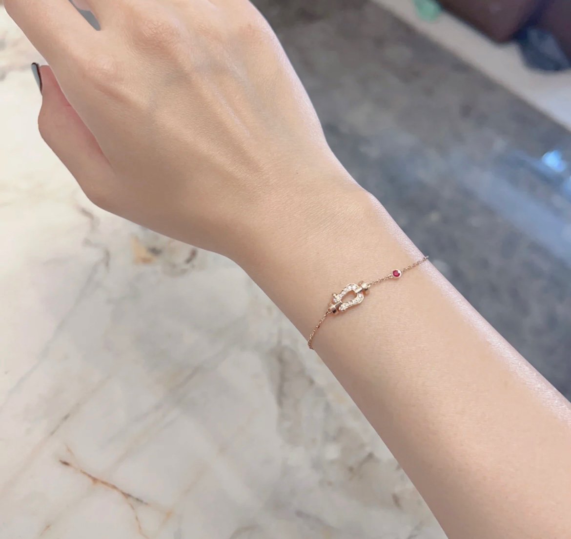 [Lunabriance]FORCE 10 DIAMOND CHAIN LINK PINK GOLD BRACELET