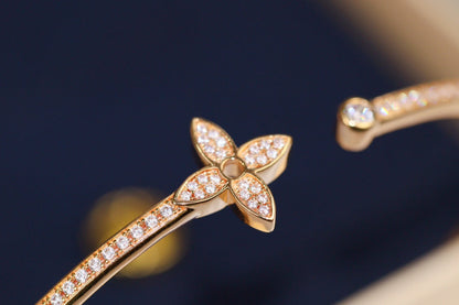 [Lunabriance]IDYLLE PINK GOLD OPEN BRACELET DIAMOND PAVED