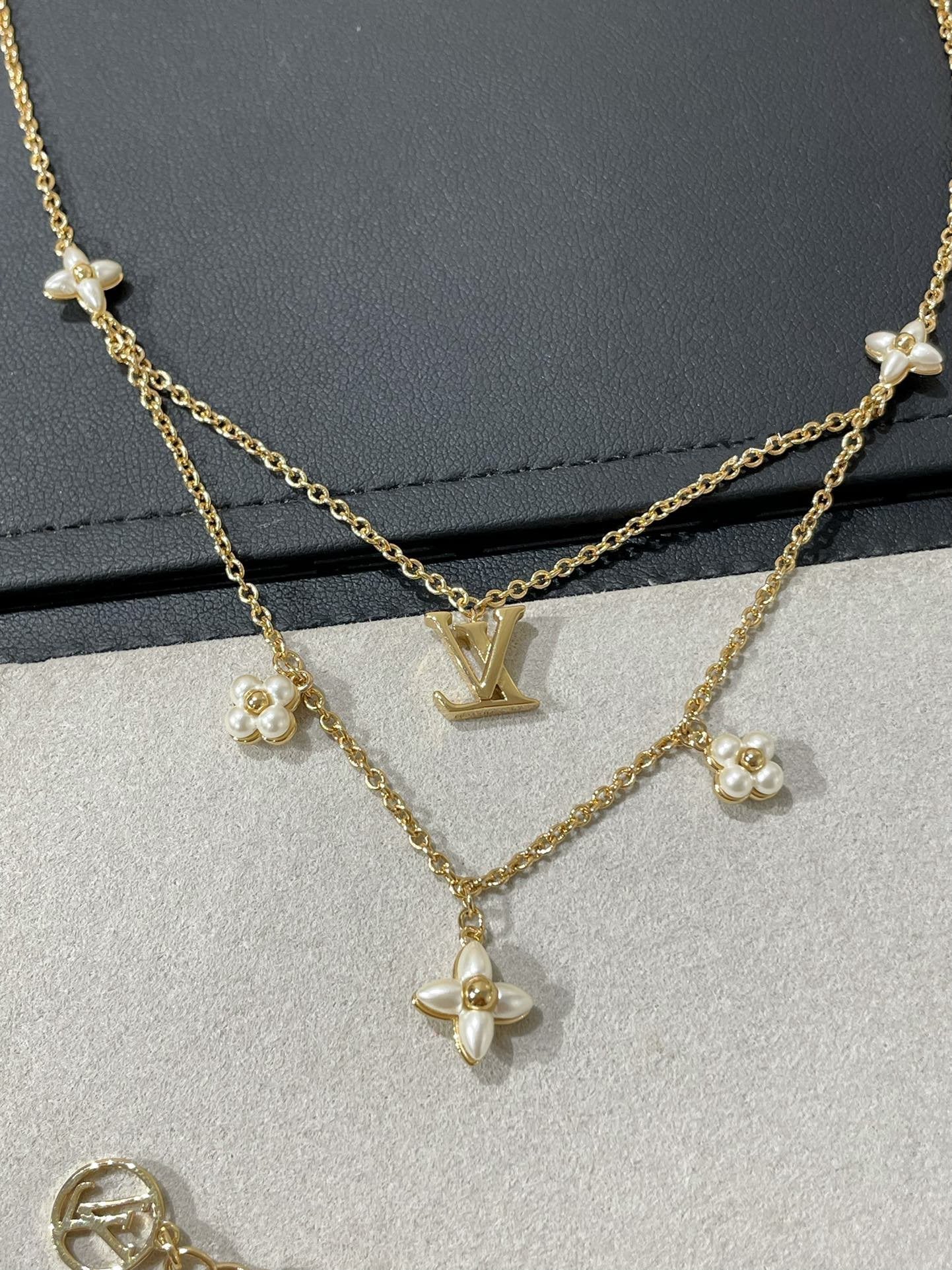 [Lunabriance]FLOWERGRAM GOLD MOP DOUBLE ROW NECKLACE