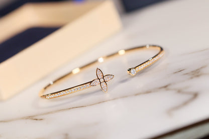 [Lunabriance]IDYLLE GOLD OPEN BRACELET DIAMOND PAVED