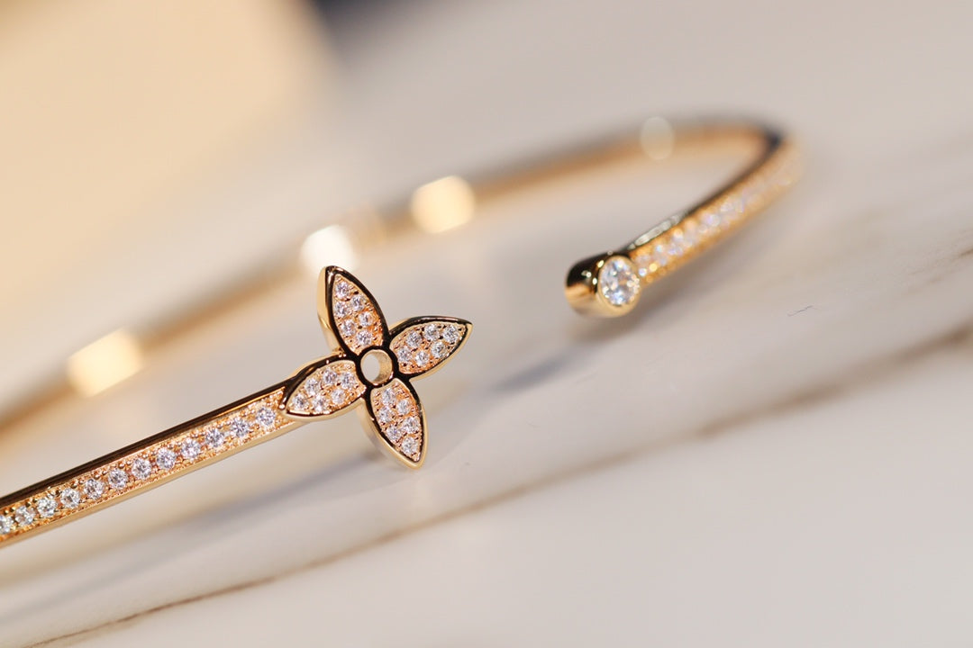 [Lunabriance]IDYLLE GOLD OPEN BRACELET DIAMOND PAVED
