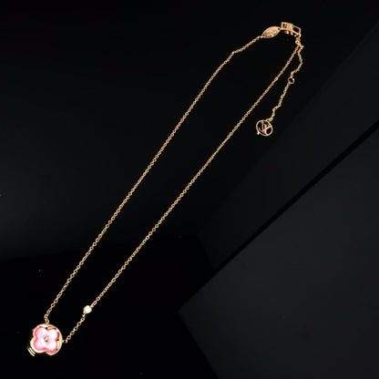 [Lunabriance]COLOR BLOSSOM PINK MOP SUN GOLD NECKLACE
