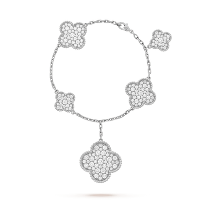 [Lunabriance]CLOVER 6 MOTIFS SILVER DIAMOND BRACELET