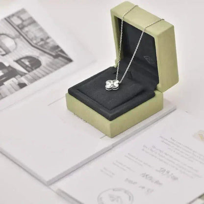 [Lunabriance]CLOVER  15MM DIAMOND LASER NECKLACE SILVER