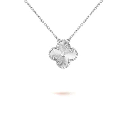 [Lunabriance]CLOVER  15MM DIAMOND LASER NECKLACE SILVER