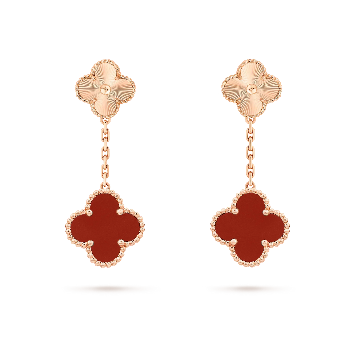 [Lunabriance]CLOVER 2 MOTIF  LASER CARNELIAN EARRINGS