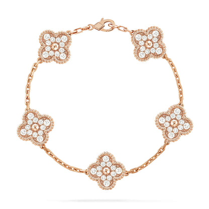 [Lunabriance]CLOVER 5 MOTIFS  FULL DIAMOND BRACELET