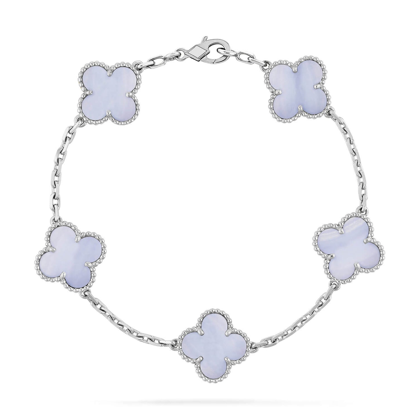 [Lunabriance]CLOVER  5 MOTIF PURPLE CHALCEDONY BRACELET SILVER