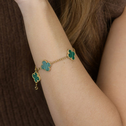 [Lunabriance]CLOVER 5 MOTIFS MALACHITE BRACELET