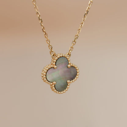 [Lunabriance]CLOVER 15MM  GRAY MOTHER OF PEARL NECKLACE