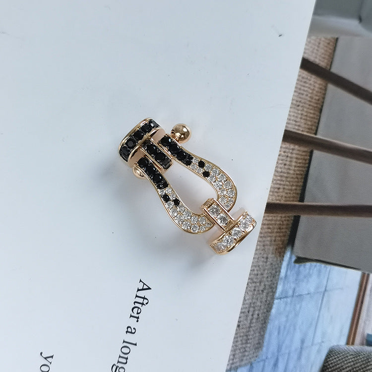 [Lunabriance]FORCE LARGE HORSESHOE BLACK WHITE DIAMOND BRACELET ROSE GOLD