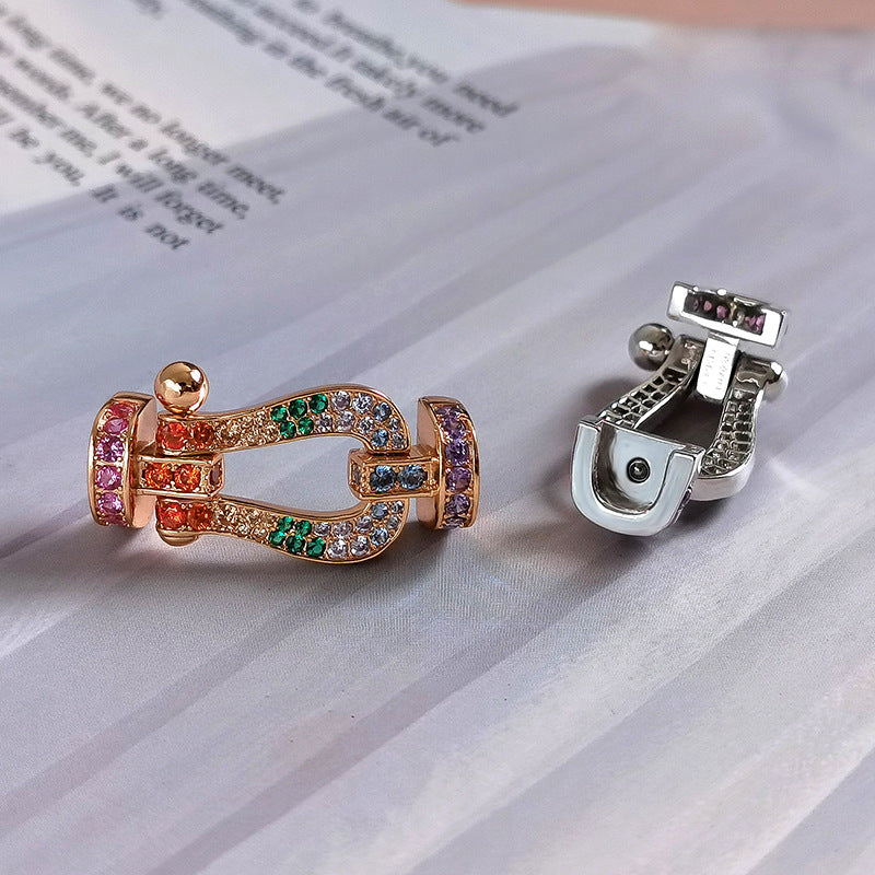 [Lunabriance]FORC LARGE HORSESHOE  COLORED DIAMOND BRACELET SILVER