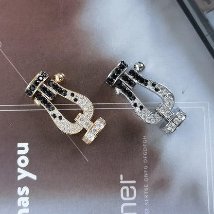 [Lunabriance]FORCE LARGE HORSESHOE BLACK WHITE DIAMOND BRACELET ROSE GOLD