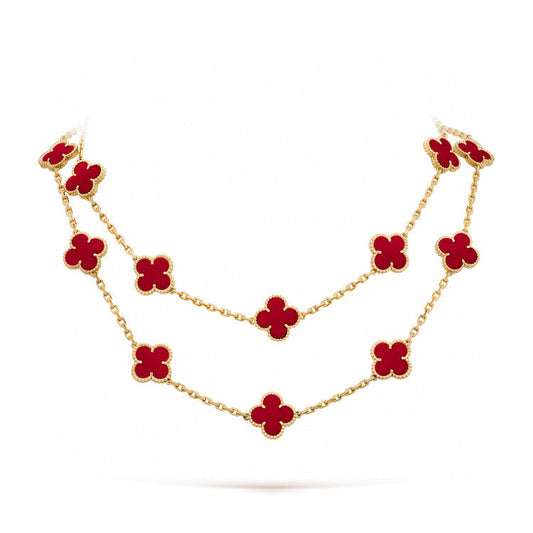 [Lunabriance]CLOVER 20 MOTIFS CARNELIAN NECKLACE
