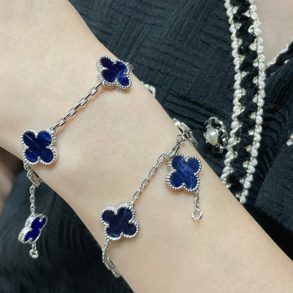 [Lunabriance]CLOVER 5 MOTIF PIETERSITE SILVER BRACELET