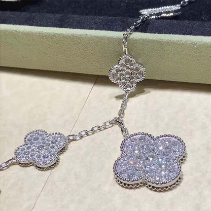[Lunabriance]CLOVER 6 MOTIFS SILVER DIAMOND BRACELET