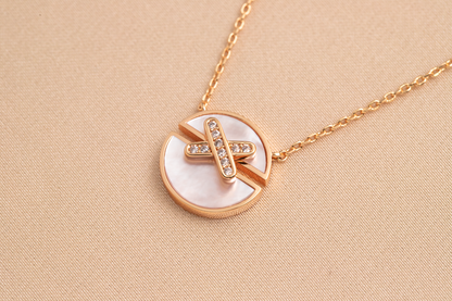 [Lunabriance]JEUX DE PINK GOLD DIAMOND NECKLACE