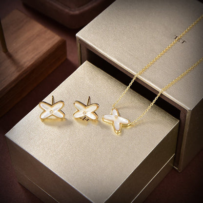 [Lunabriance]JEUX DE WHITE MOP GOLD DIAMOND EARRINGS