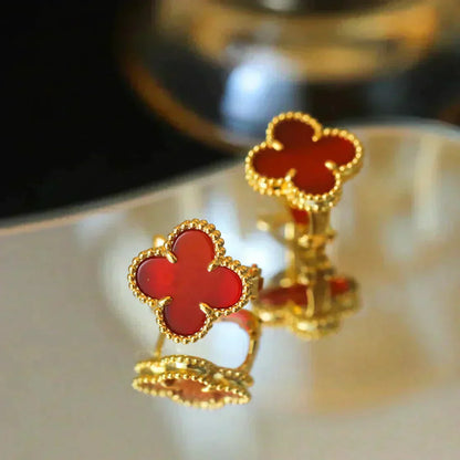 [Lunabriance]CLOVER MEDIUM 1 MOTIFS CARNELIAN  EARRINGS
